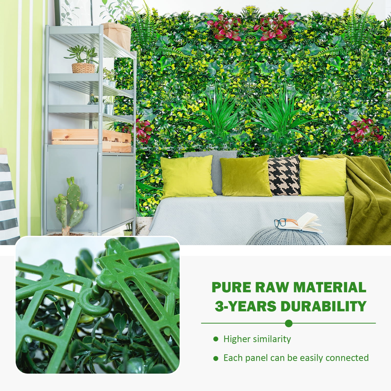 Artificial Boxwood Panels 20x20 in, Grass Wall Panels for Privacy Screen and Green Wall Decor, Sun Protected Foliage for Indoor Outdoor Garden Backyard, 20pcs
