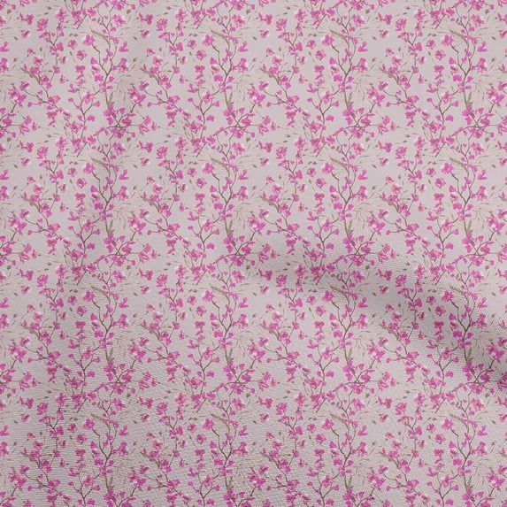 oneOone Cotton Poplin Fuschia Pink Fabric Floral Diy Clothing Quilting Fabric Print Fabric By Yard 56 Inch Wide