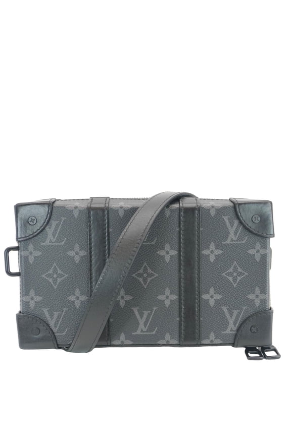 Pre-Owned LOUIS VUITTON Soft Trunk Monogram Eclipse Wallet Shoulder Bag Black