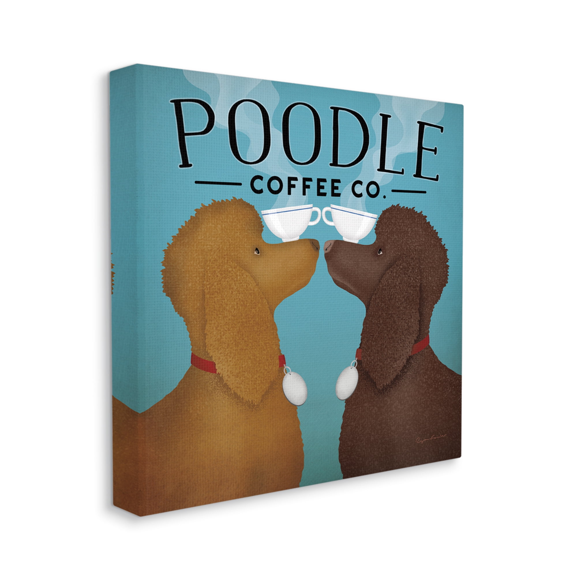 Stupell Industries Vintage Poodle Coffee Co Animals & Insects Painting Gallery Wrapped Canvas Print Wall Art, 24 x 24