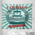 thumbnail image 1 of Retro Tapestry, Vintage Graphic Design for a Car Wash Sign Commercial Aged Classic Vintage Arsty, Fabric Wall Hanging Decor for Bedroom Living Room Dorm, 5 Sizes, Red Teal, by Ambesonne, 1 of 1