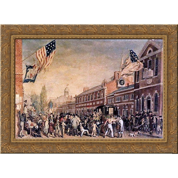 Philadelphia Election Day 24x18 Gold Ornate Wood Framed Canvas Art by