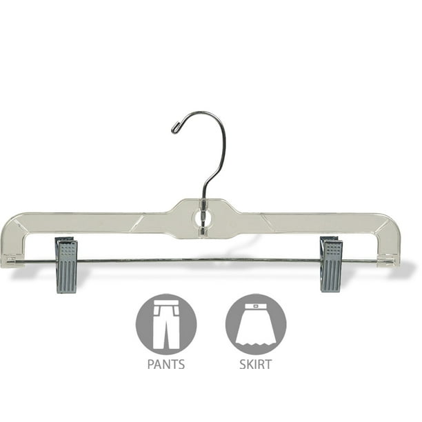 Clear Plastic Kids Bottom Hanger, Box of 100 Small 12 inch Space Saving Pant hangers w/ 360