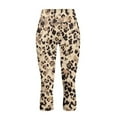 thumbnail image 4 of SCRAWLGOD Vintage Leopard Print Beige High Waisted Capri Yoga Pants for Women with Pockets Tummy Control Workout Leggings Comfy Active Yoga Capris for Running Cycling, S, 4 of 7
