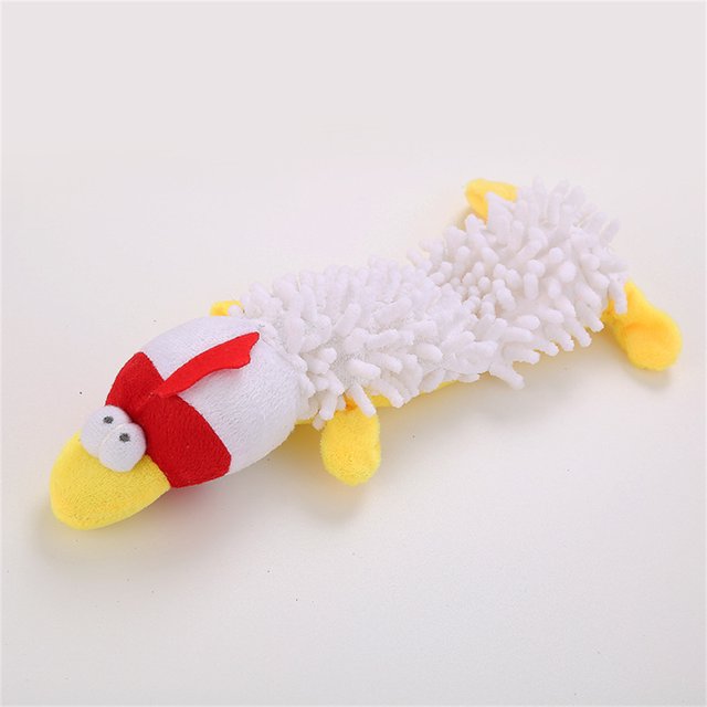 Dog Plush Toy Animal Shape Sound Plush Small Dog Chihuahua Yorkshire Bichon Chew Doll Teeth Cleaning for Pets Indoor(White Chicken)