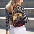 thumbnail image 5 of Disketp Maple Leaf Meditating Squirrel print Canvas Backpack Lightweight Travel Daypack Student Rucksack Laptop Backpack-, 5 of 5