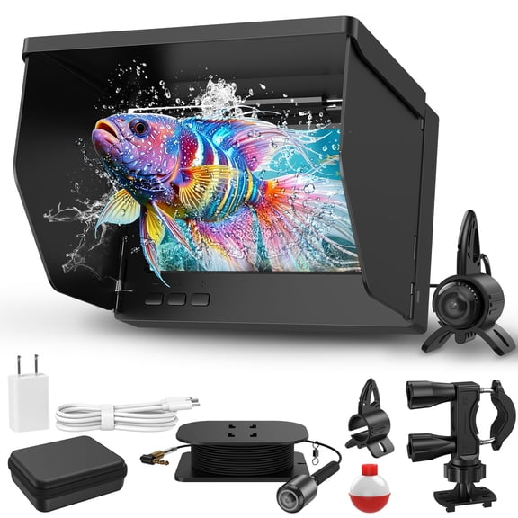 BEBANG Underwater Fishing Camera, 5" Ips, 8000mAh Ice Fishing Camera, 220°Wide Angle, Portable Fish Finder 65.6ft Cable for Ice Lake Boat Kayak Fishing