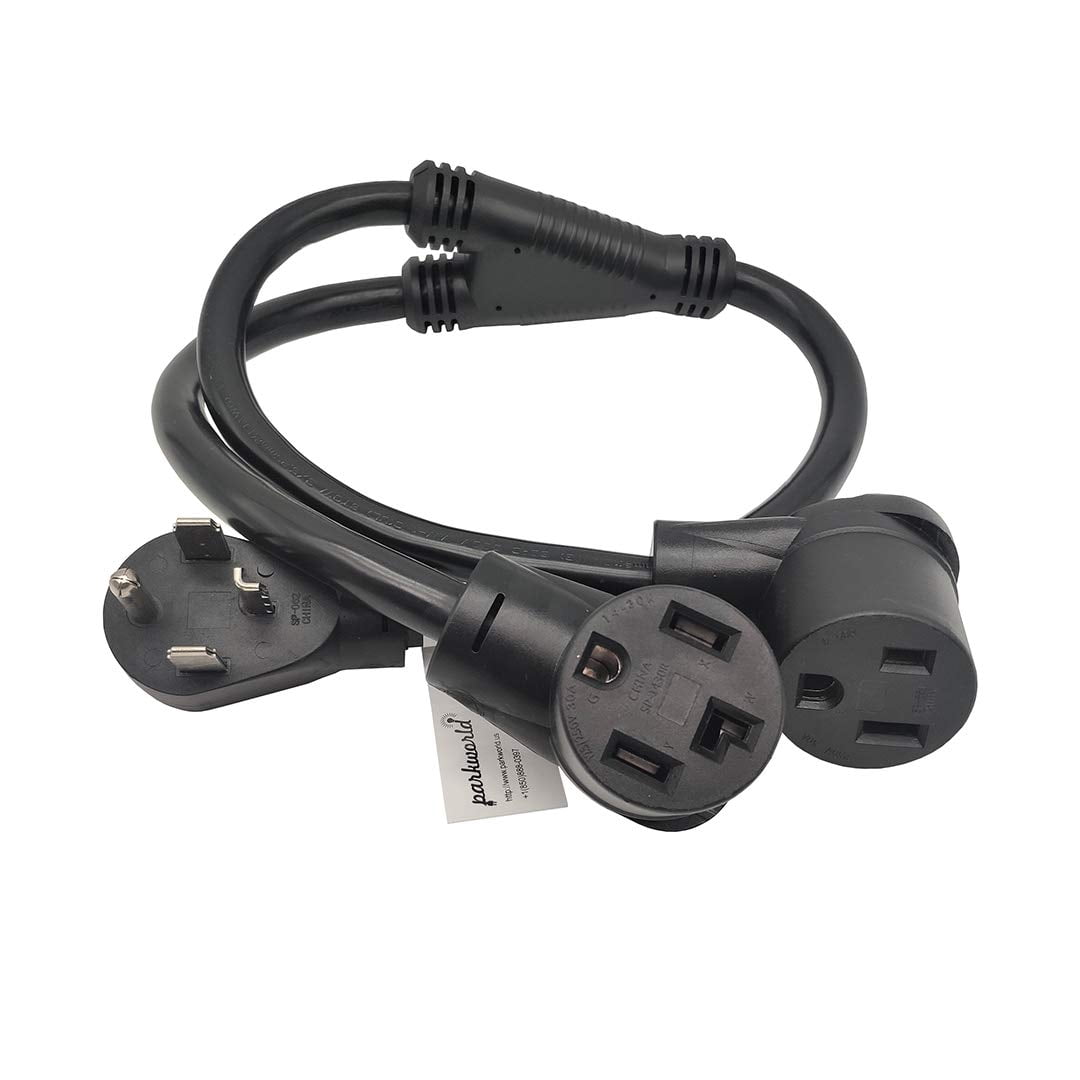 Parkworld 62152 Dryer Splitter, NEMA 14-30 Male Plug to 14-30 ＆ 6-50 Female Receptacle, Dryer 4-Prong 30 AMP Y Adapter Cord