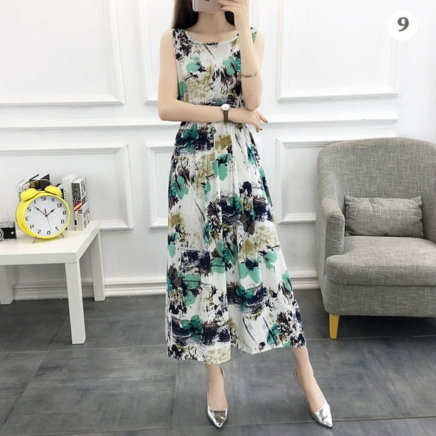Vestido de seda de algodón de longitud media para mujer, novedad de verano Eccomum Traje 9 M