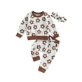 thumbnail image 1 of Arvbitana Toddler Infant Girls Casual Outfits Flower Print Long Sleeve Crew Neck Sweatshirt and Elastic Waists Pants Bow Headband 3Pcs Sets 0-3T, 1 of 8