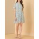 thumbnail image 5 of INSPIRE CHIC Vestido de Chifón con Ropa de Flores y Volantes de Manga Corta Puff XS Azul Claro, 5 of 8
