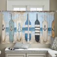 thumbnail image 4 of Blue Coastal Sheer Curtains 54 Inches Length 2 Panels Set, Window Sheer Curtains for Living Room/Bedroom, Ocean Nautical Anchor Wood Barn Beach Light Filtering Rod Pocket Curtain 52'' x 54'' x 2, 4 of 7