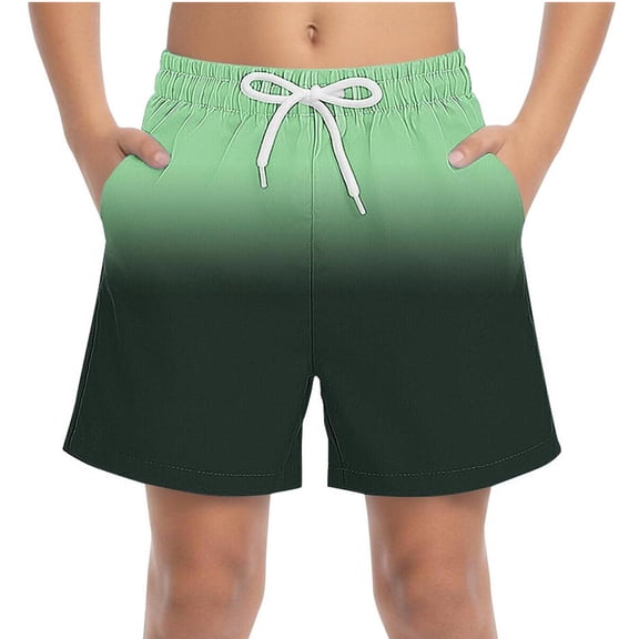 Fesfesfes Kids Summer Beach Shorts Quick Dry Swim Trunks with Pockets for Boys Outdoor Sports Swimming Surfing Vacation Comfortable Casual Wear(Green,12-13 Years)