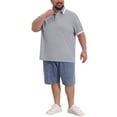 thumbnail image 2 of INSPIRE CHIC Inspired Men's Big & Tall Contrast Color Short Sleeve Button Down Work Formal Polo Shirts 3XL Light Gray, 2 of 4