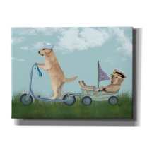 Epic Graffiti  'Golden Retriever Scooter' by Fab Funky Giclee Canvas Wall Art, 12"x16" 18 x 26