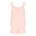 thumbnail image 4 of Helii Women's 2 Piece Pajama Set Cute Ruffle Trim Sleeveless Tank Top and Shorts Soft Lightweight Breathable Sleepwear Loungewear Shorts Set for Summer Sleeping Casual Lounge Solid Color, 4 of 8