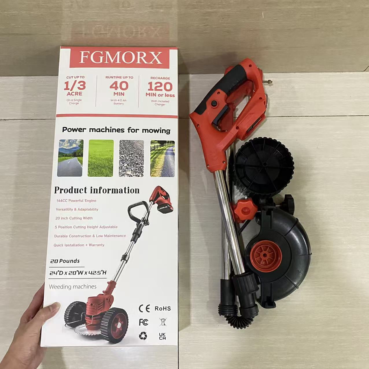 FGMORX Weeding machines,14-Inch Cordless String Trimmer & Edger, (2 x 21V 4.0Ah Electric Brush Cutter Battery Powered), Telescopic Handle, 3 Cutting Methods