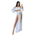 thumbnail image 1 of Fortune Femmes Maille Pure Bikini Cover-ups Transparentes Crop Tops Jupe 2pcs, 1 of 3