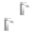 thumbnail image 2 of Grifos de lavabo Injueey lujosos Acero inoxidable multifuncionales estilo corto plateado, 2 of 6