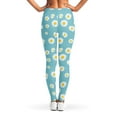 thumbnail image 2 of Polka Dot Daisy Flower Pattern Print Leggings, Floral Sexy Yoga Leggings For Women., 2 of 5