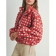 thumbnail image 4 of Womens Checkered Sherpa Coats Cropped Cropped Long Sleeve Plaid Fleece Coats Casual Zip up Gingham Outwear with Pockets, 4 of 11