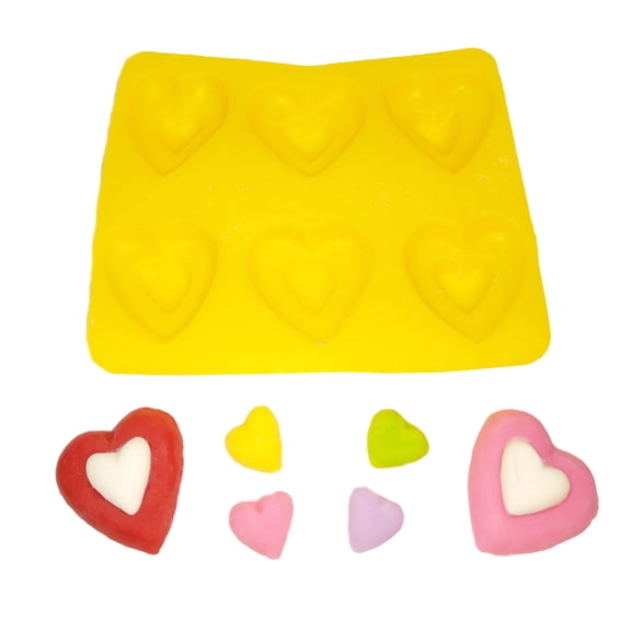 EDELAINE'S 2 Hearts as One 6 Cavity Silicone Molds for Cream Cheese Mints , Chocolate