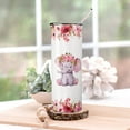 thumbnail image 2 of Cute Elephant Tumbler with lid and straw, 20 oz Watercolor Elephant Cup, Elephant and Floral Insulated Tumblers, Just A Girl Who Loves Elephants Gift for Women, 2 of 6