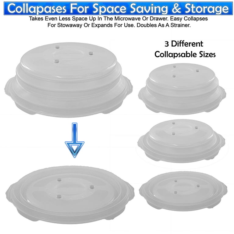 2 Collapsible Magnetic Silicone Microwave Cover Lid - 3-in-1, Anti-Splatter Shield Guard, Moisture Lock Technology, Dishwasher Safe, Sticks to The Top