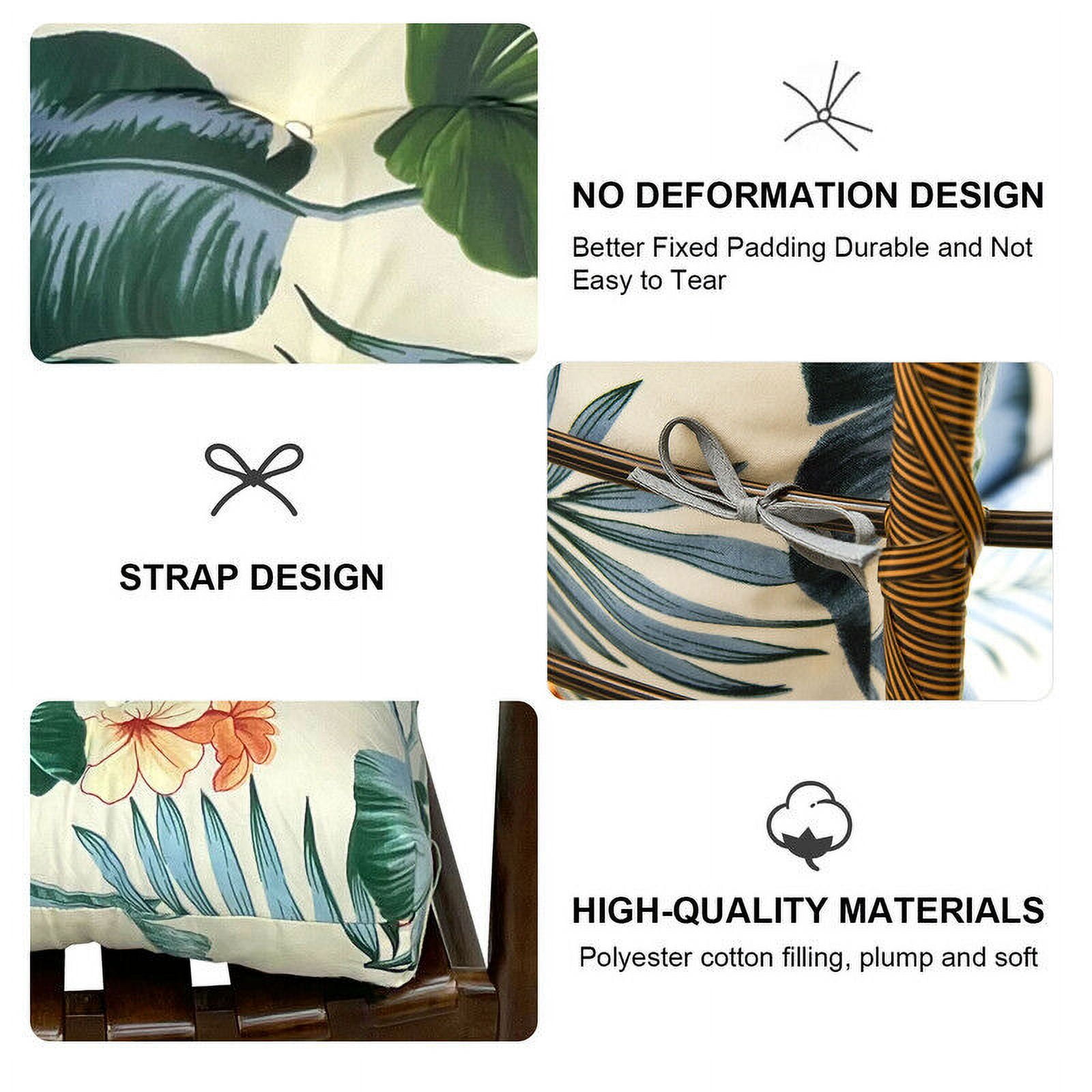 Eurhowing Outdoor Rocking Chair Cushions 2-Piece, Waterproof & Fade Resistant Patio Seat Pads, Non-Slip Replacement Cushions for Adirondack Chair, Hawaiian, 1Pack