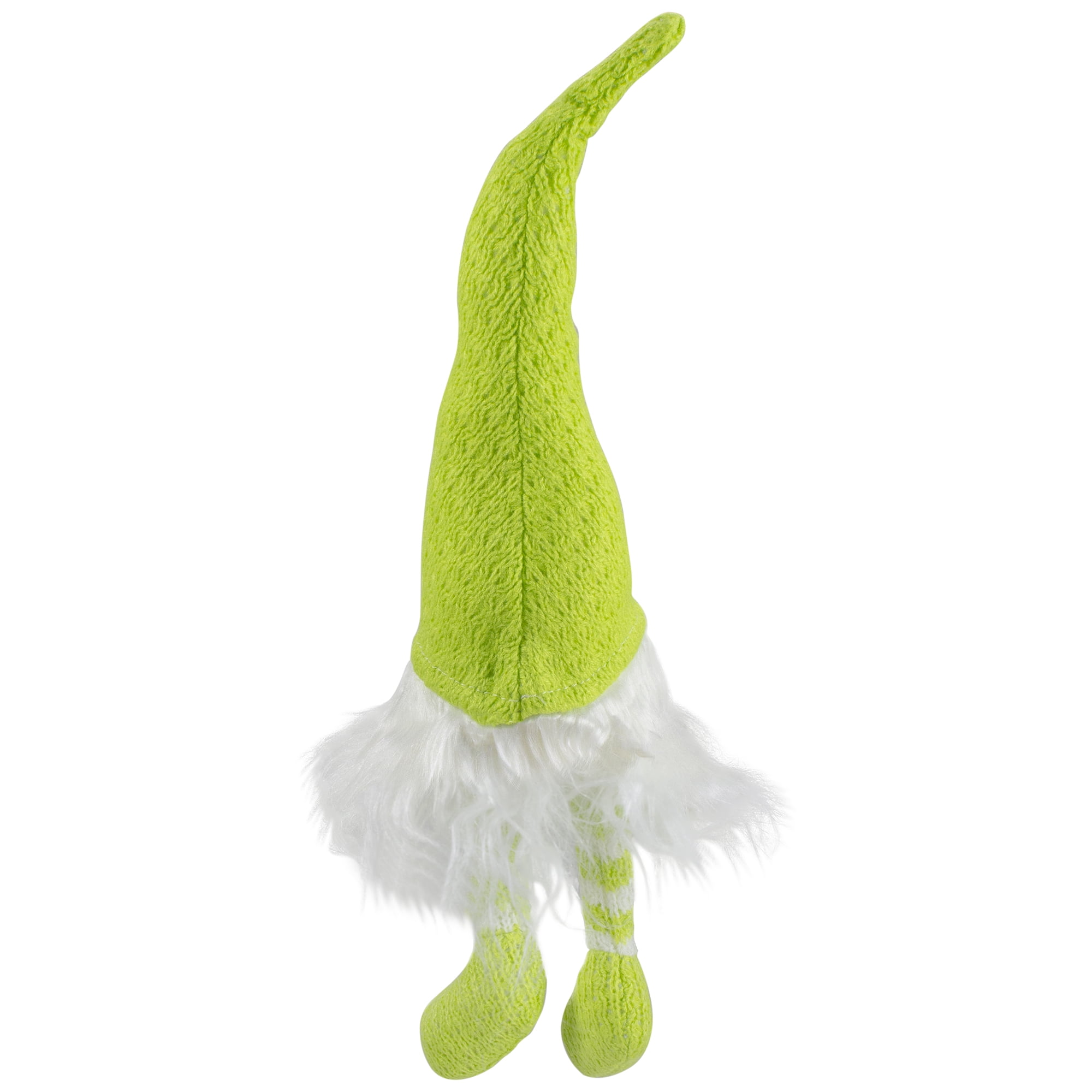 14.75" Large Lime Green and White Striped Gnome Spring Decoration