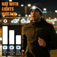 thumbnail image 4 of Chapeau à Rayures Réfléchissantes Doublé de Polaire avec Lumière, Bonnet de Sécurité Rechargeable USB C Haute Visibilité LED Adapté à la Course, Orange, 4 of 5