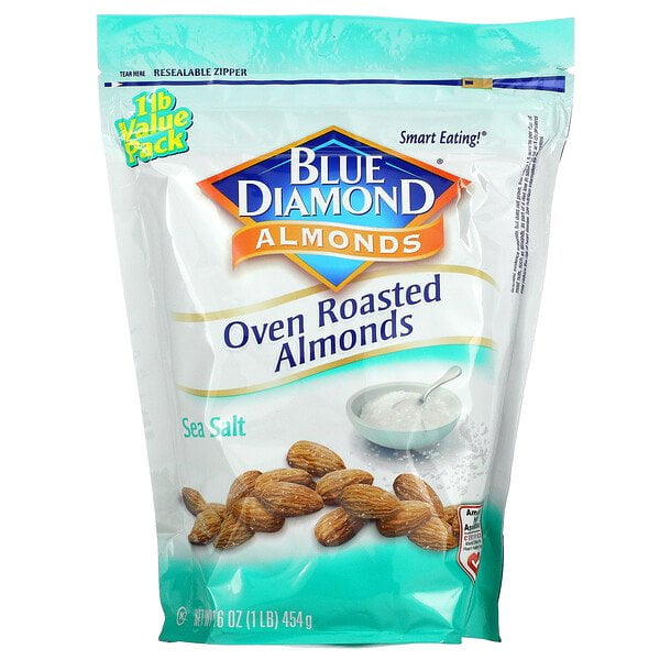 Blue Diamond, Oven Roasted Almonds, Sea Salt, 16 oz Pack of 2