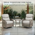 thumbnail image 3 of Patio Wicker 3-Piece Furniture Set Outdoor Rattan Bistro Swivel Rocking Chairs with Side Table Deep Seat Rocker Gliders with 6" Thick Cushions, Beige, 3 of 11