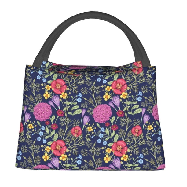 Fotbe Floral Bolsa Térmica Portátil con Estampado, Bolsa de Entrega de Alimentos Aislada, Bolsa Reutilizable de Gran Capacidad para Comidas y Supermercado