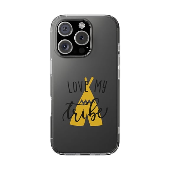 DistinctInk Clear Hybrid Case for Apple iPhone 16 Pro (6.3" Screen) - Yellow Teepee - Shockproof Protection