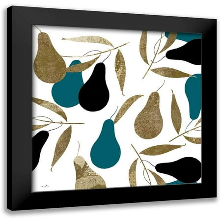 Sophie 6 12x12 Black Modern Framed Museum Art Print Titled - Au Pear Teal and Gold I