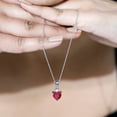 thumbnail image 5 of Lab Grown Ruby 8mm Heart Necklace with Moissanite (AAAA Quality), 14K White Gold, 5 of 7