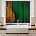 thumbnail image 2 of Ambesonne Guitar Kitchen Curtains, Floral Acoustic Pattern, 55"x39", Emerald Orange Yellow, 2 of 3