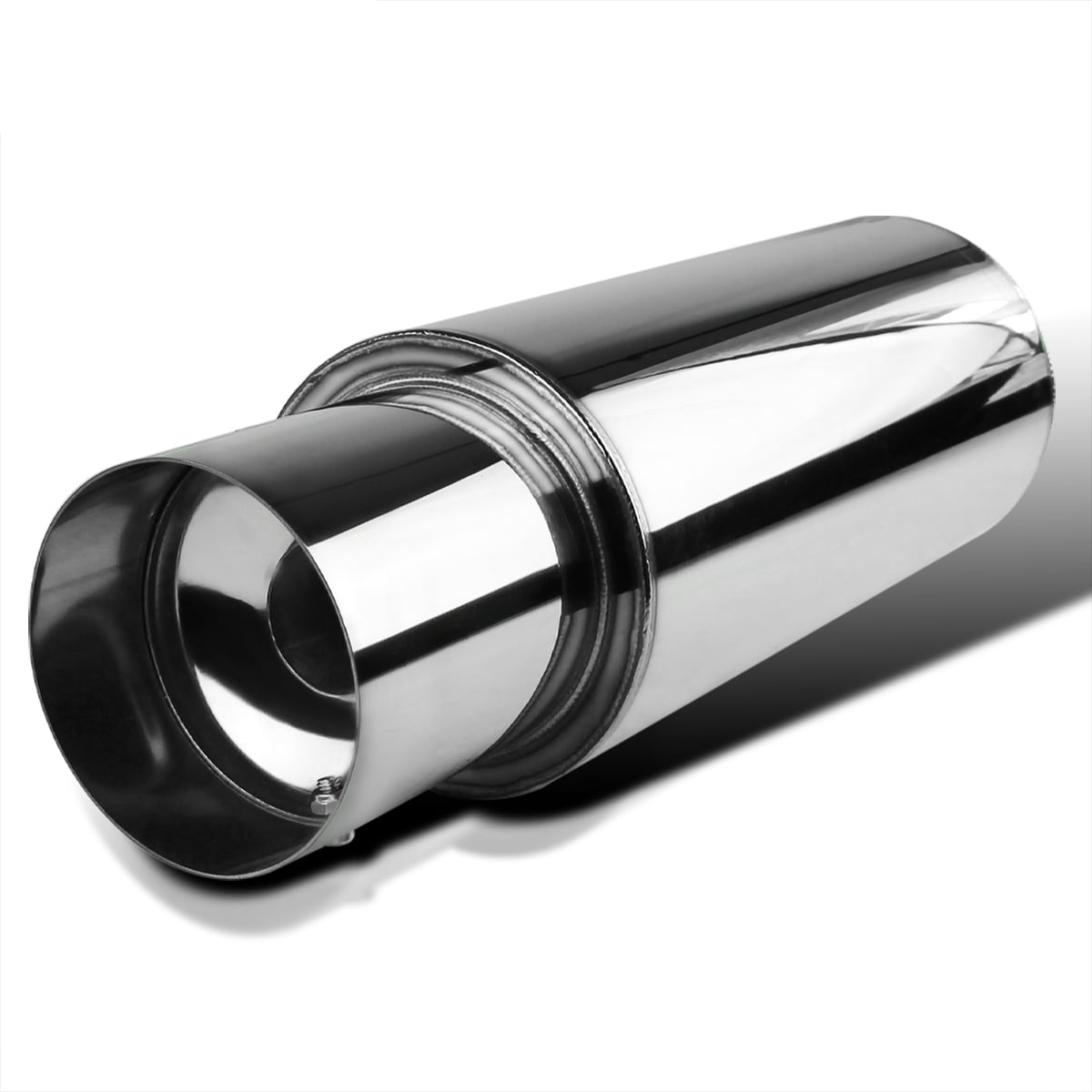 4" Bullet Bomb Silencer 2.5" Inlet 10" Length Stainless Exhaust Middle Back Box 
