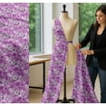 thumbnail image 5 of Soimoi Purple Cotton Cambric Fabric Leaves,Periwinkle & Camellia Floral Decor Fabric Printed Yard 42 Inch Wide, 5 of 7