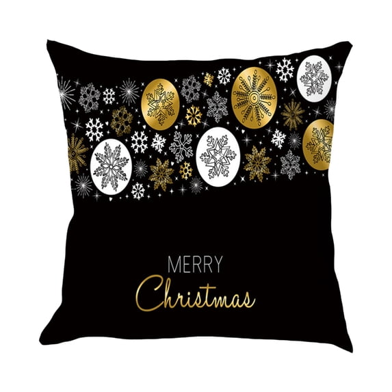 Christmas Pillow Cover, Black Gold Light Luxury Reindeer Snowman Cushion Case, Square Soft Fabric Throw Case for Sofa Living Room Decor