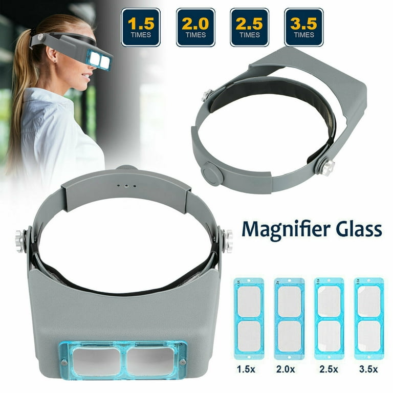 Headband Magnifier Headset Magnifying Visor with 4Glass Optical Lens Plates