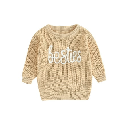 

Infant Baby Fall Winter Sweater Letter Pattern Jacquard Long Sleeve Crew Neck Knitwear Pullover Sweatshirt