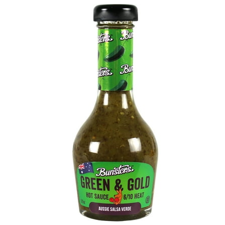 Bunsters Green & Gold Hot Sauce 5 Oz 6/10 Heat Aussie Salsa Verde BUNSTERS-2401