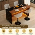 thumbnail image 5 of Montary Modern Kitchen Island Set with 63in Table & 4 Stools, Marble Countertop LED Lights Metal Grille, Black & Gray, 5 of 9