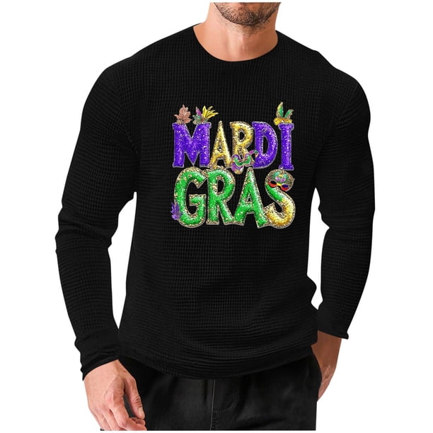 Mens Casual Camisetas, Carnaval Impreso Manga Larga Cuello Redondo Suelto Ajuste Superior