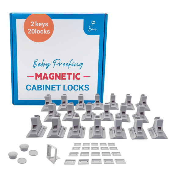 Magnetic Cabinets Locks Baby, 20/2 Pack, for Baby Proof Cabinets, Child Proof Cupboard Drawer Locks.