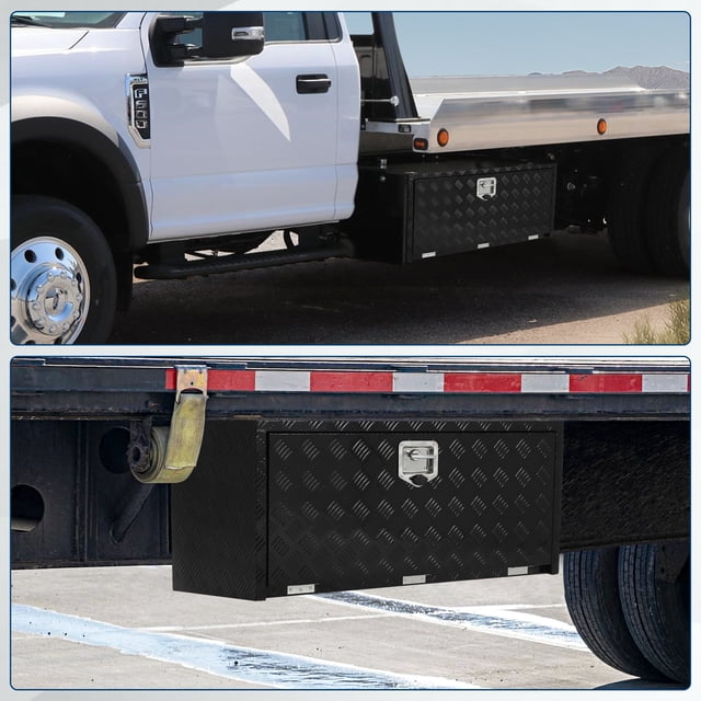 EDTara Lockable Aluminum Toolbox Chest, Heavy Duty Diamond Plate Storage Organizer With Keys for Trucks, Rvs, and Trailers
