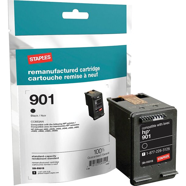 Staples Remanufactured Ink Cartridge Replacement for HP 901 (Black