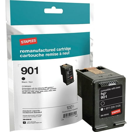 Staples Remanufactured Ink Cartridge Replacement for HP 901 (Black) 1706263